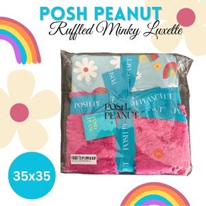 POSH PEANUT minky ruffled luxette dancing daisies. Bamboo and minky blanket